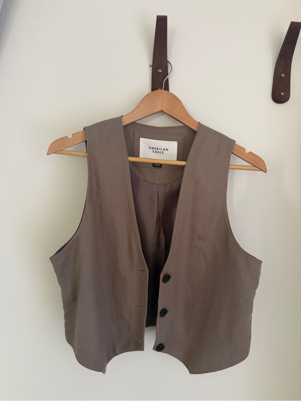 American Eagle Brown Taupe Tailored Button Front Vest M